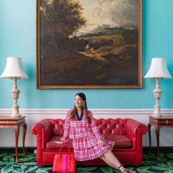 Sail To Sable Charlotte Dress In Red, Pink & White Plaid, M - Picture 3 of 7